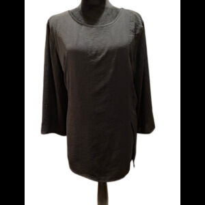 Chico’s size 3 (XL 16) Black Dressy Chic  3/4 Sleeve Blouse Top